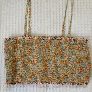 Smocked Floral Crop Top